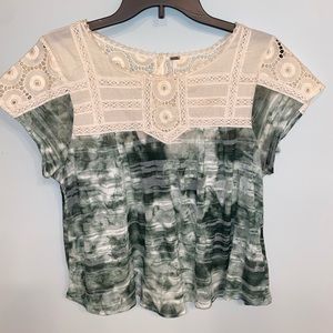 Free People blouse with lace detail size: Large